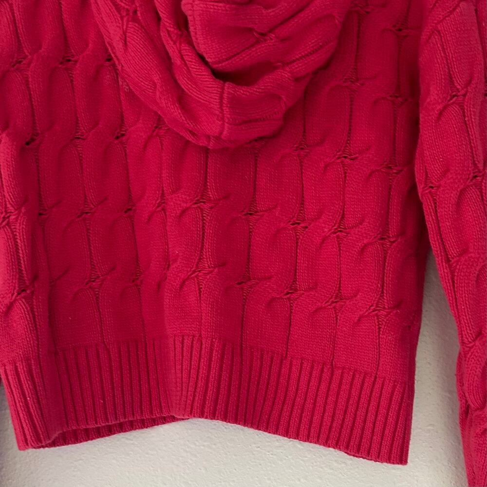 Anthropologie Saturday Sunday pink hooded crop cable knit sweater fall winter S - Picture 8 of 9